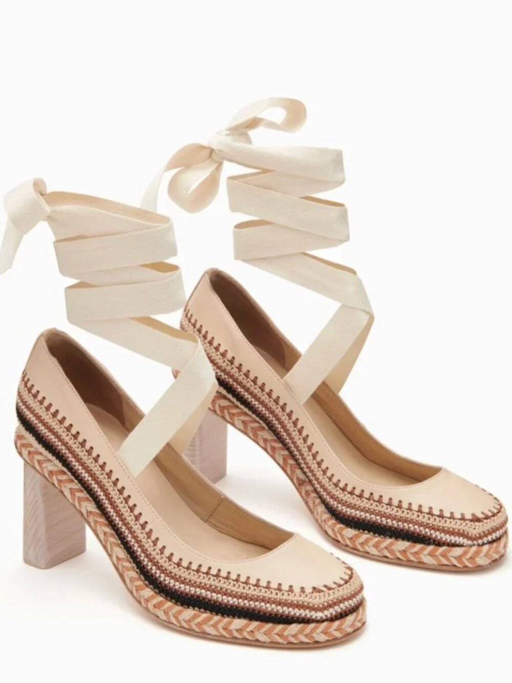 New! Ulla Johnson Faustine Crochet Leather Lace Up High Heel Fits Women's Size 6